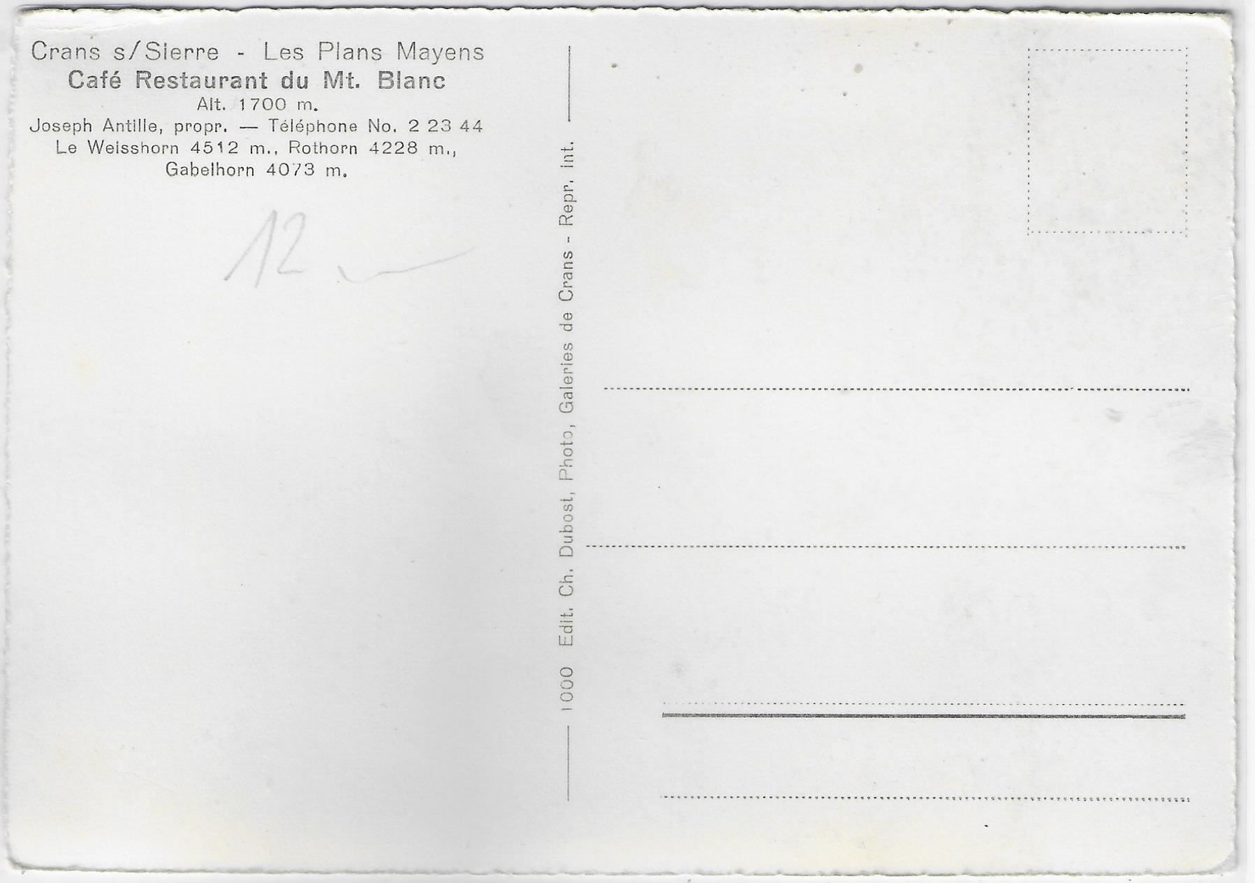 Cartoline postali: Crans s/Sierre - Les Plans Mayens – Usato da Ettingen venduto da Kartenplanet 1