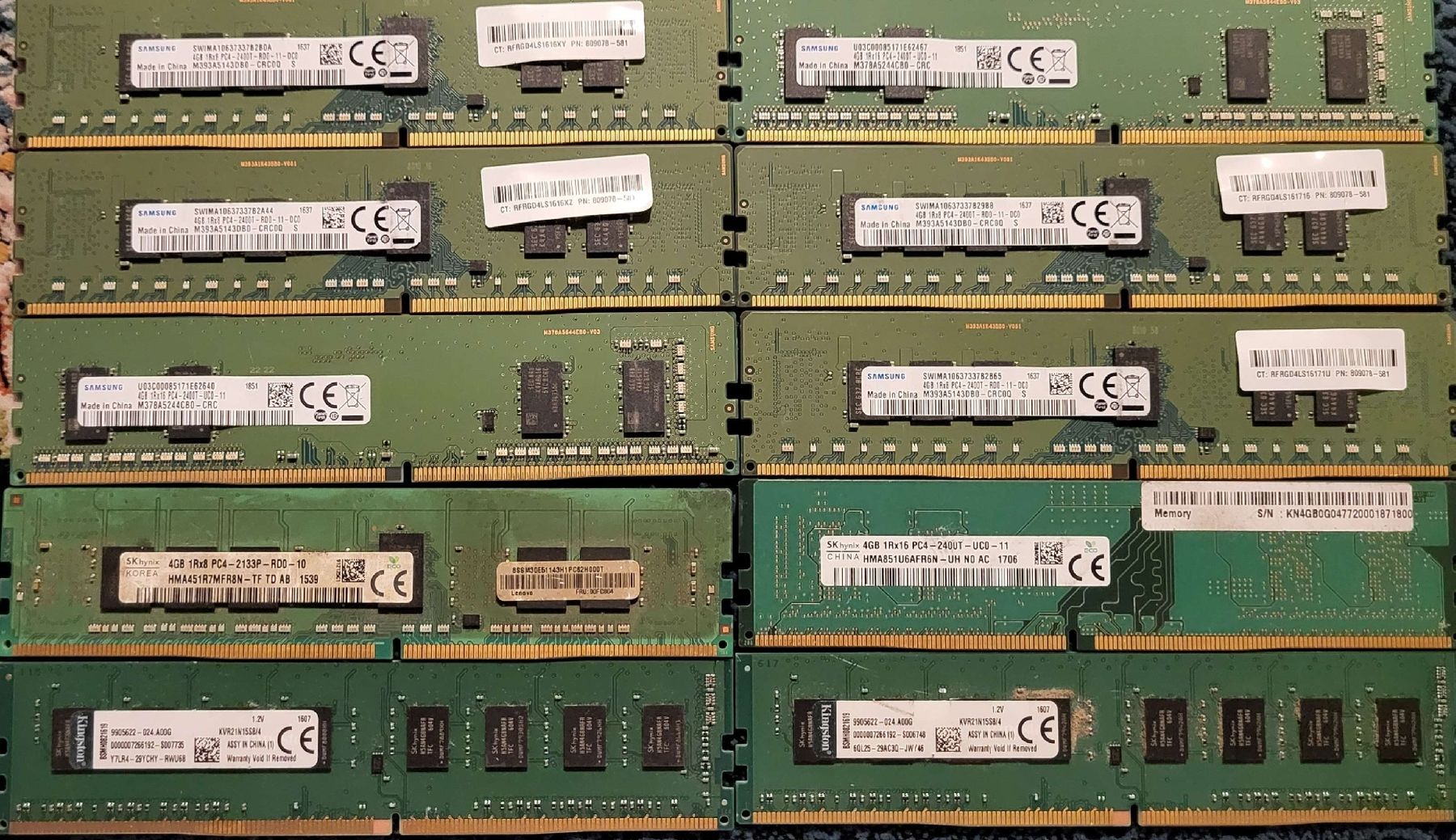 Memoria / RAM: 10×Diverse RAM Riegel: 4GB, DDR4, PC4 - – Usato da Zürich venduto da Gulbi1919
