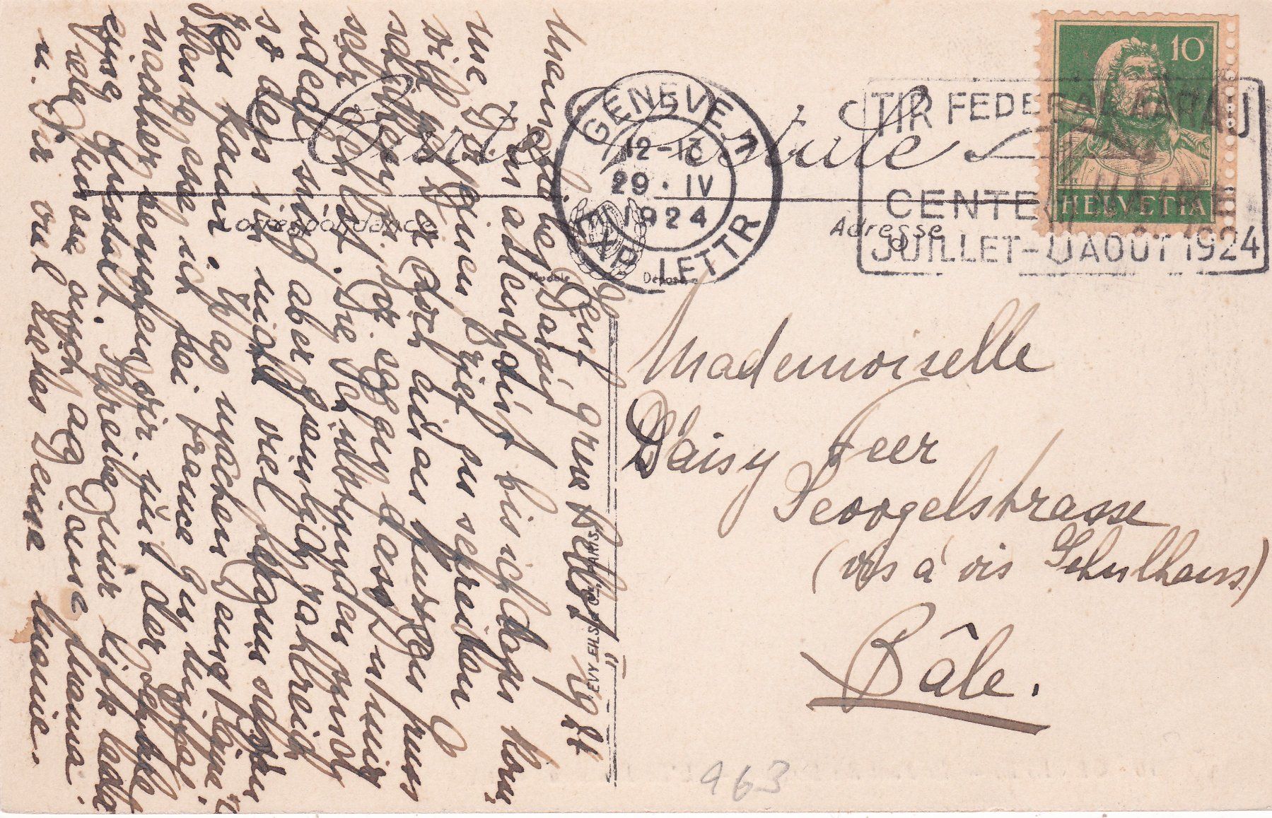Cartoline postali: Genève 1924 – Usato da Herisau venduto da Lisegrat2008 1