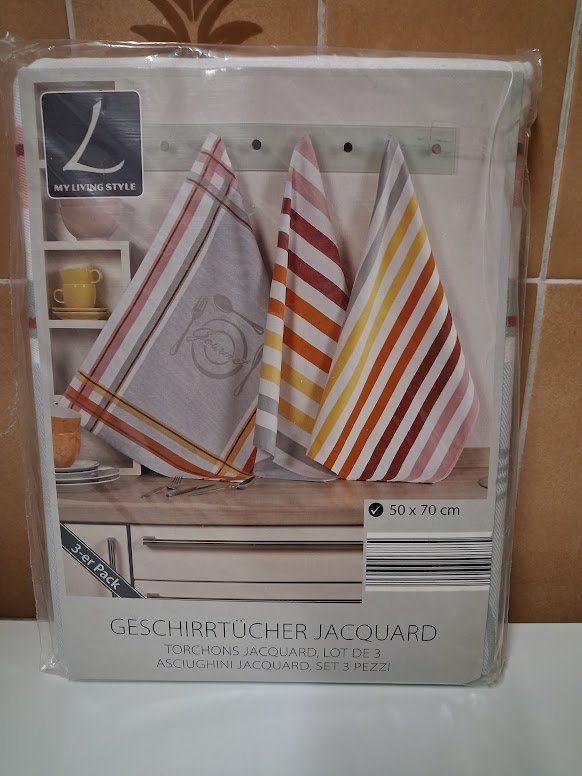 Tutte le decorazioni: Torchons Jacquard, lot de 3 "Gourmet" – Nuovo e nell'imballaggio originale da Genève venduto da Bell-47