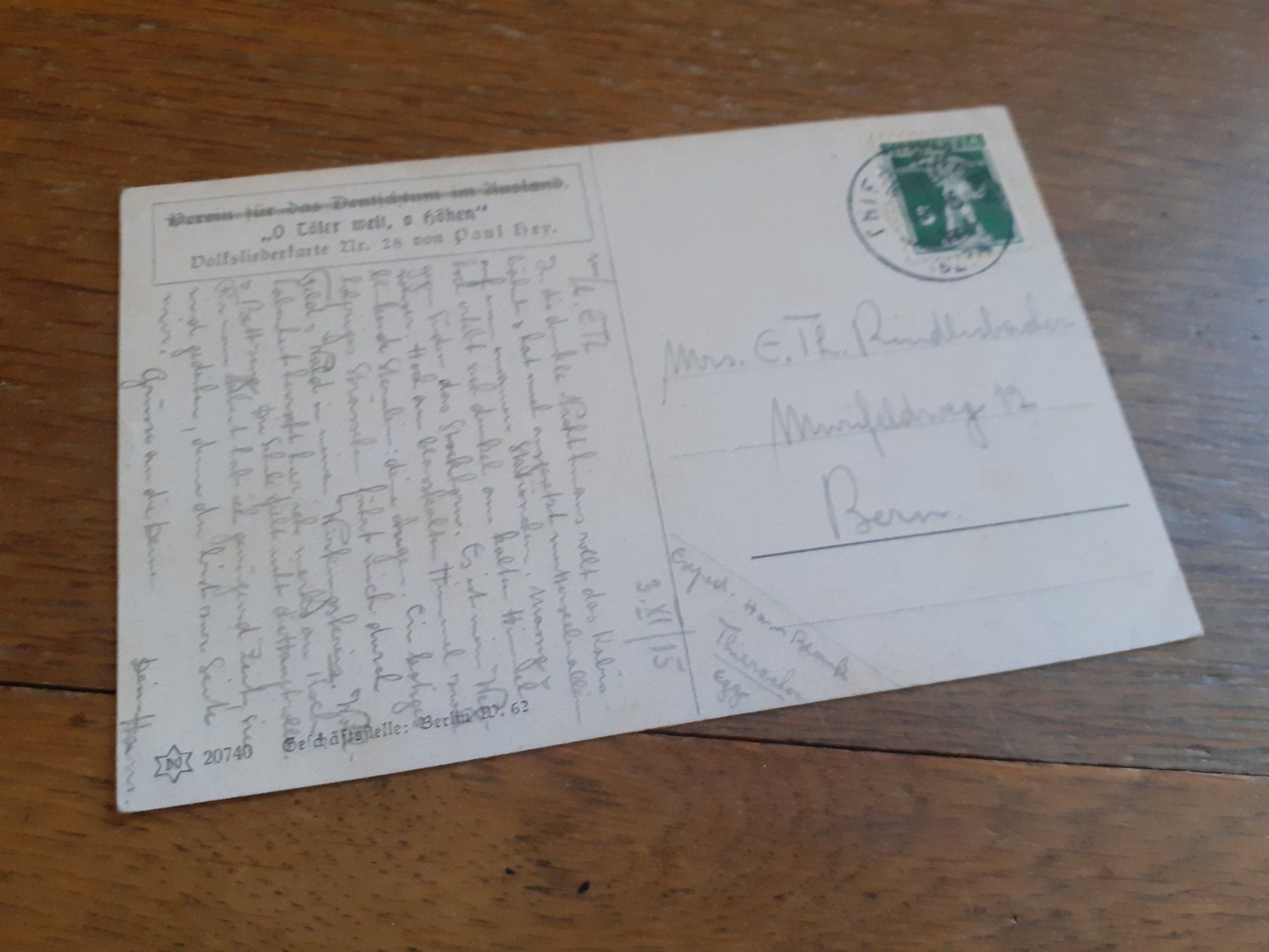 Cartoline postali: O TAELER WEIT, o HOEHEN -VOLKSLIED -DEUTSCHTUM -THIERACHERN – Usato da Winterthur venduto da Ornyx7 1