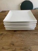6 weisse quadratische Teller / 27 cm