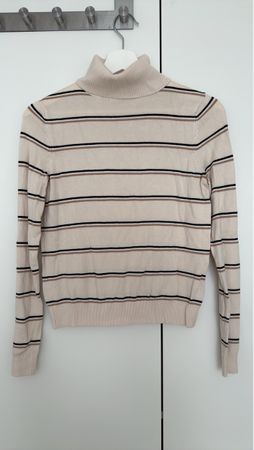 Damen Rollkragenpullover gestreift beige neuwertig