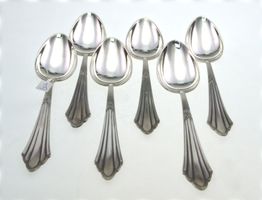6 WMF 900 Fächer Dessertlöffel gross versilbert (1B)