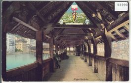 Luzern - Inneres der Kapellbrücke - Litho