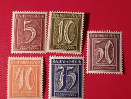 5 BRIEFMARKEN DEUTSCHES REICH UNGESTEMPELT