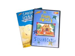 Kinder DVD Set Chliine iisbär 2 & Ferdel & Wolf 1 - Mundart