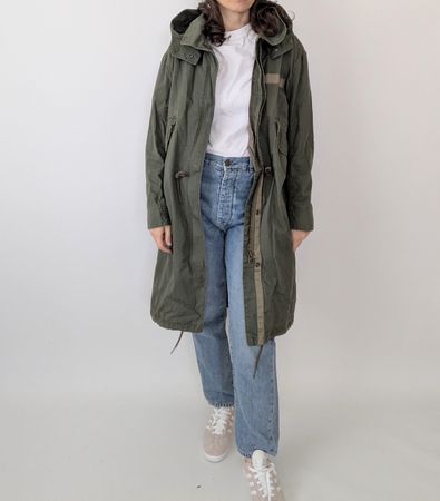 Parka Damen olivgrün Kapuze Kordelzug Gr.S/M