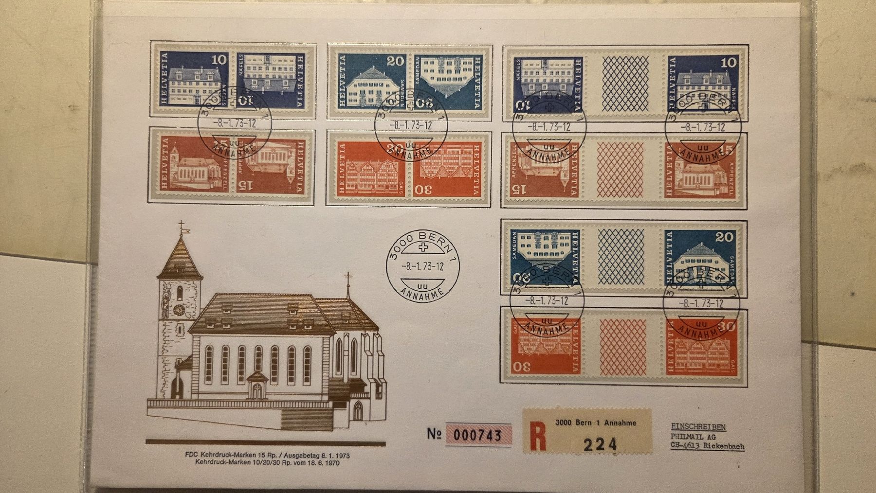 Tous les timbres: 1973 Luxus Brief Kehrdrucke  – D'occasion à Arni AG par Moth68