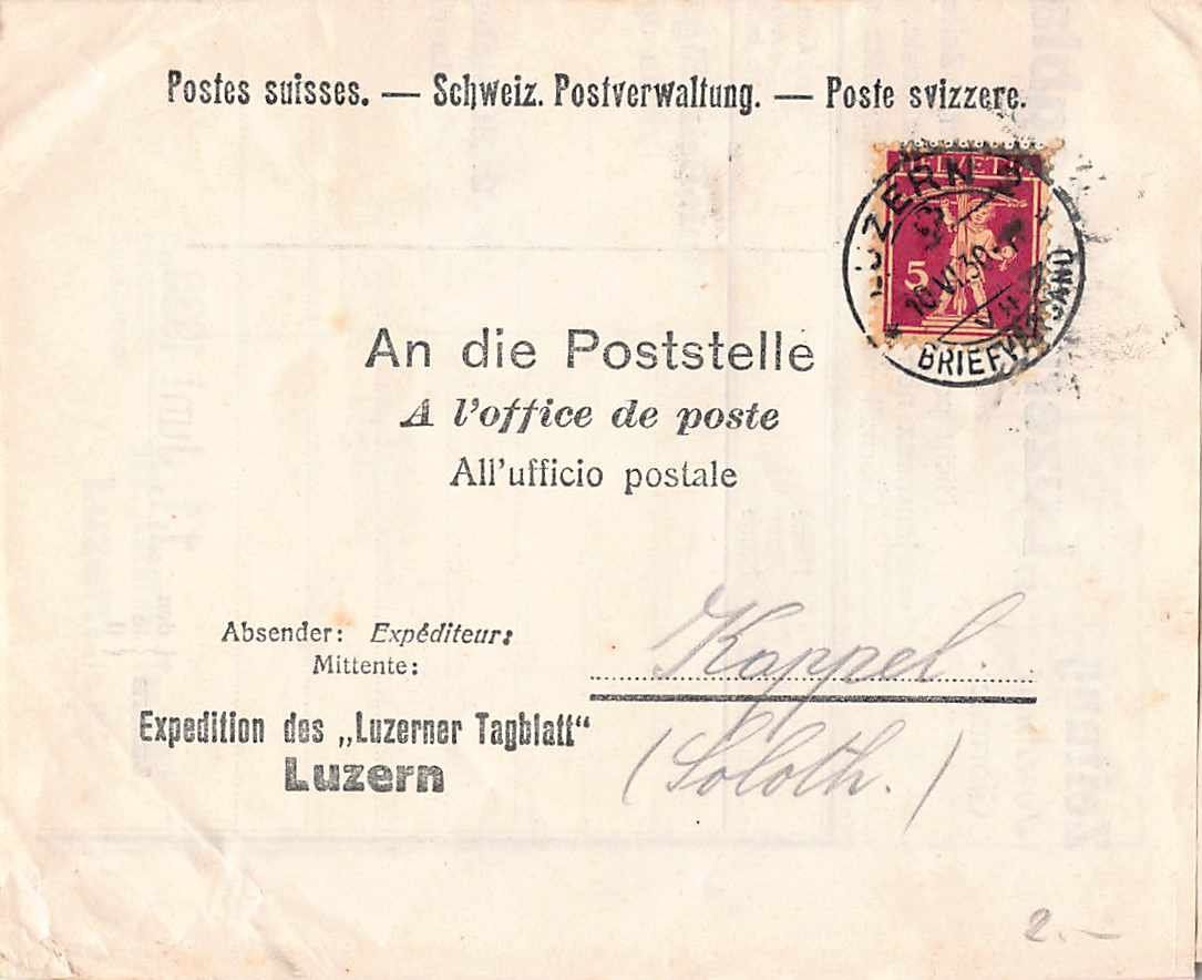 Tutti i francobolli: Adressbenachrichtigung KAPPEL Solothurn 10.6.1930 – Usato da Lufingen venduto da philatelieshop