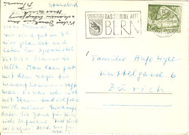 Cartoline postali: Bern - Hotel de la Casa + ca. 1955 – Usato da Emmenbrücke venduto da teestube 1