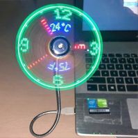Ventilator mit Uhrzeit + Raum-Temperatur, USB-Stecker -OVP-