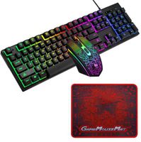 LED Gaming Tastatur Maus Set Keyboard 6 Tasten 2400 DPI Maus