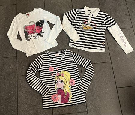 3x herzige Langarm T-Shirts Gr. 134-140