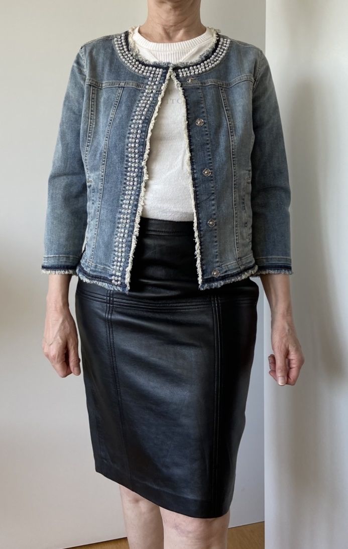 Comma Giacche: Comma Jeansjacke mit Perlen und Glitzersteinen – Nuovo (secondo la descrizione) da Zürich venduto da Sunset69 1