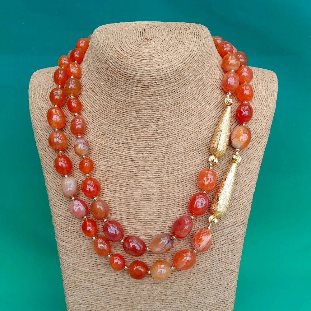 Catenine: Statement Rot Achat vergoldet Halskette Kette Collier Agate – Nuovo (secondo la descrizione) da Prilly venduto da ilyria73 2