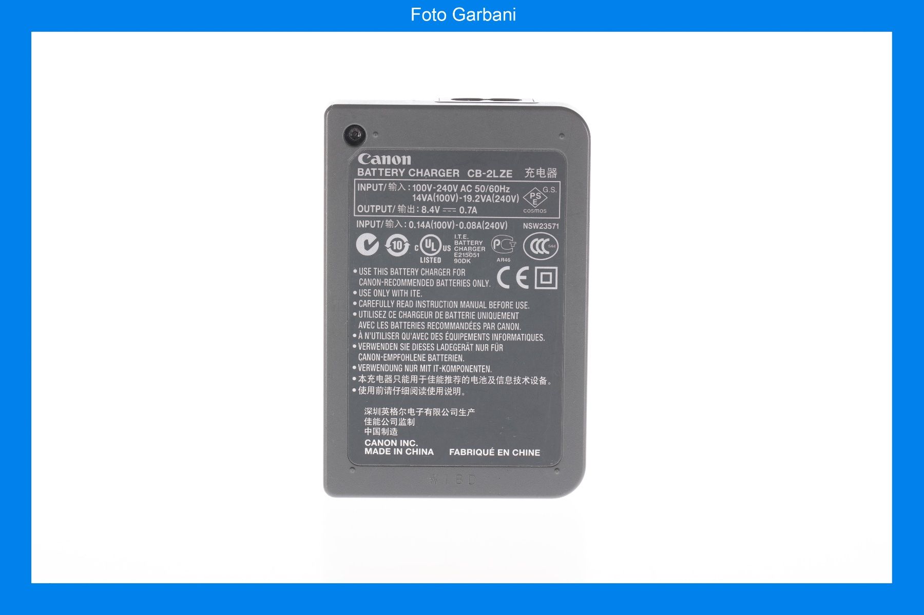 Canon Altri Accessori: Canon Battery charger CB-2lze – Usato da Muralto venduto da FotoGarbani 1