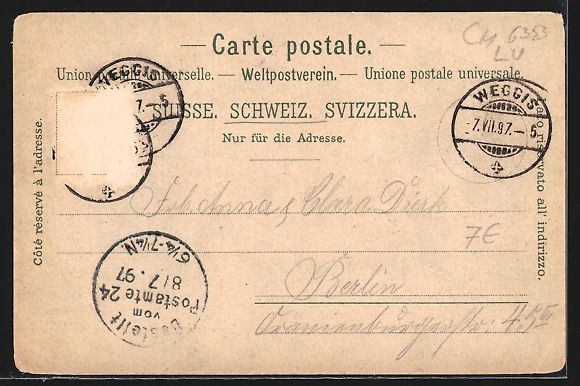 Cartoline postali: Litho Weggis, Hotel Bellevue, Ortsansich – Usato da Berlin venduto da bartko-reher 1