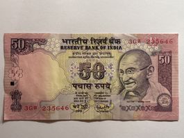 Indien 50 Rupien Banknote 2007 VF, Mahatma Gandhi