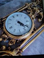Wanduhr mit Pendel Goldfarben Barockstil ohne Batterie