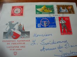 Sonderbrief 1955, Expo Philatelique, Lausanne, + Vignette