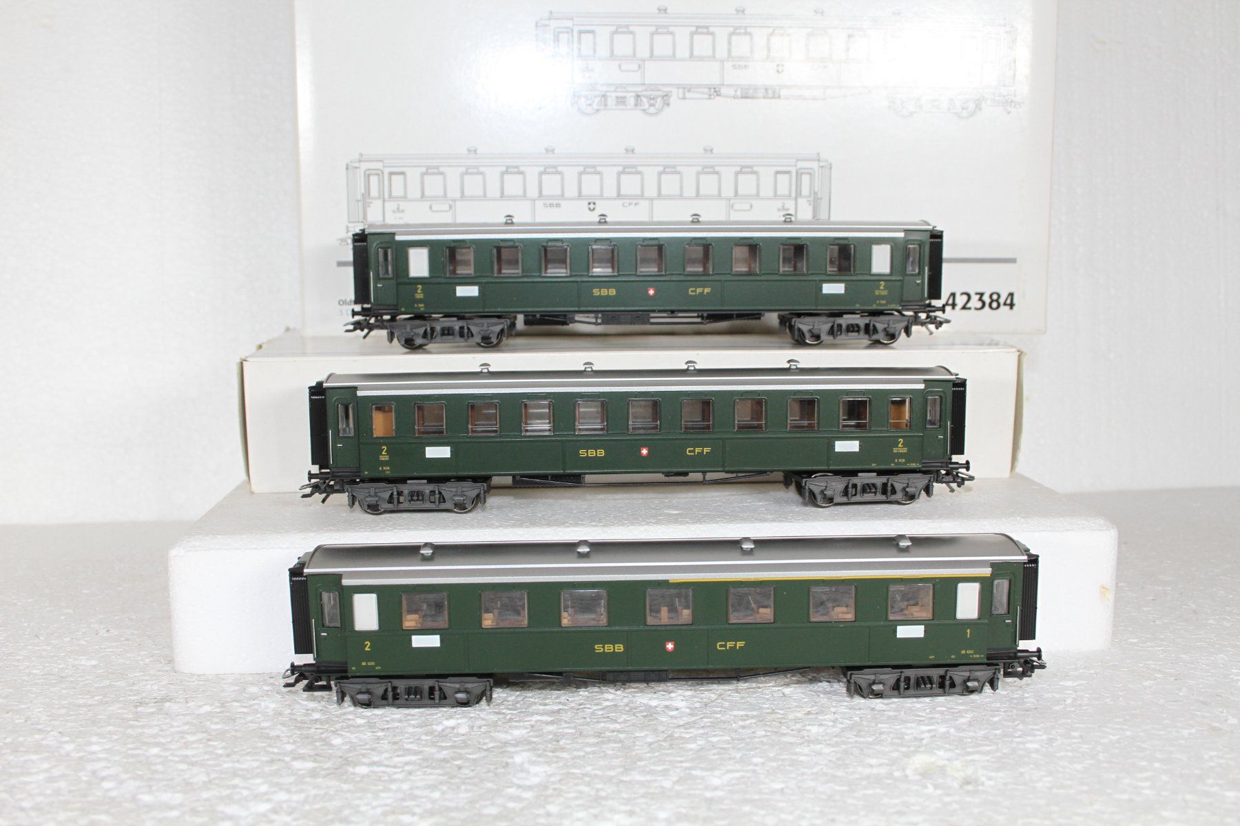 Märklin Modellini di ferrovie: Märklin SBB Wagen-Set ´Schweizer Oldtimer-Personenzug´ (2) – Usato da Triesen venduto da gleis8 3