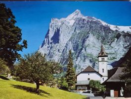 Ansichtskarte Grindelwald Kirche, Wetterhorn 1990