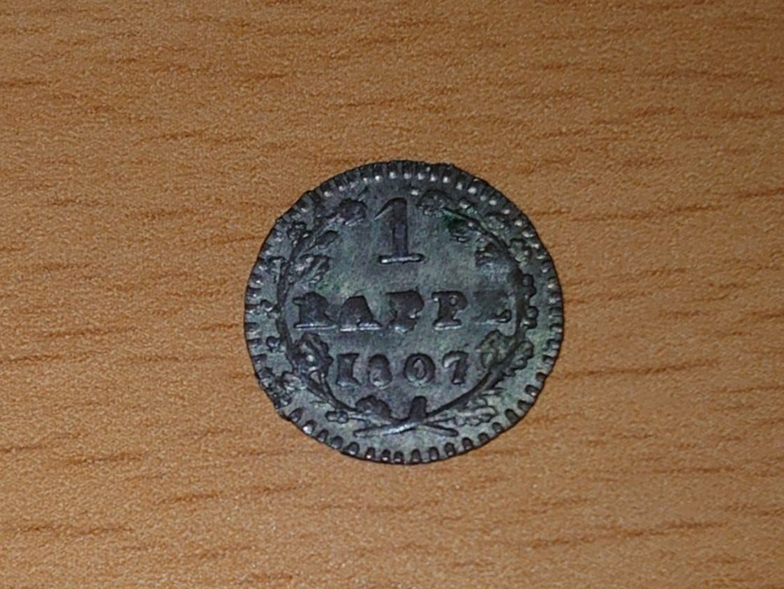 Alle Münzen: Waadt / Vaud: 1 Rappe 1807 – Gebraucht aus Pfungen von Aguti77 1