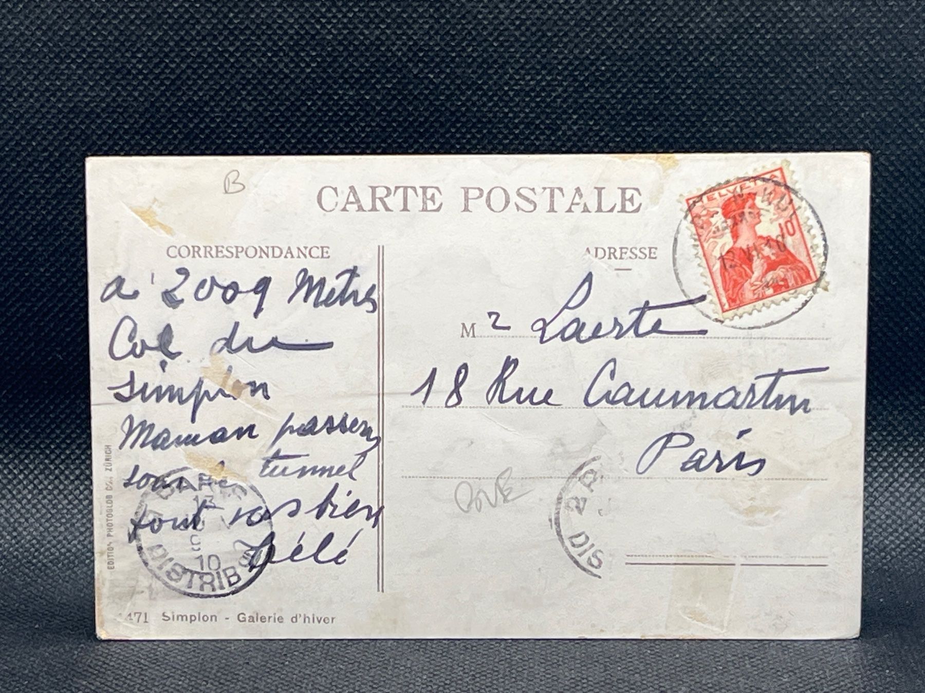 Cartoline postali: Simplon - Galerie d'hiver – Usato da Widnau venduto da Brusi9 1
