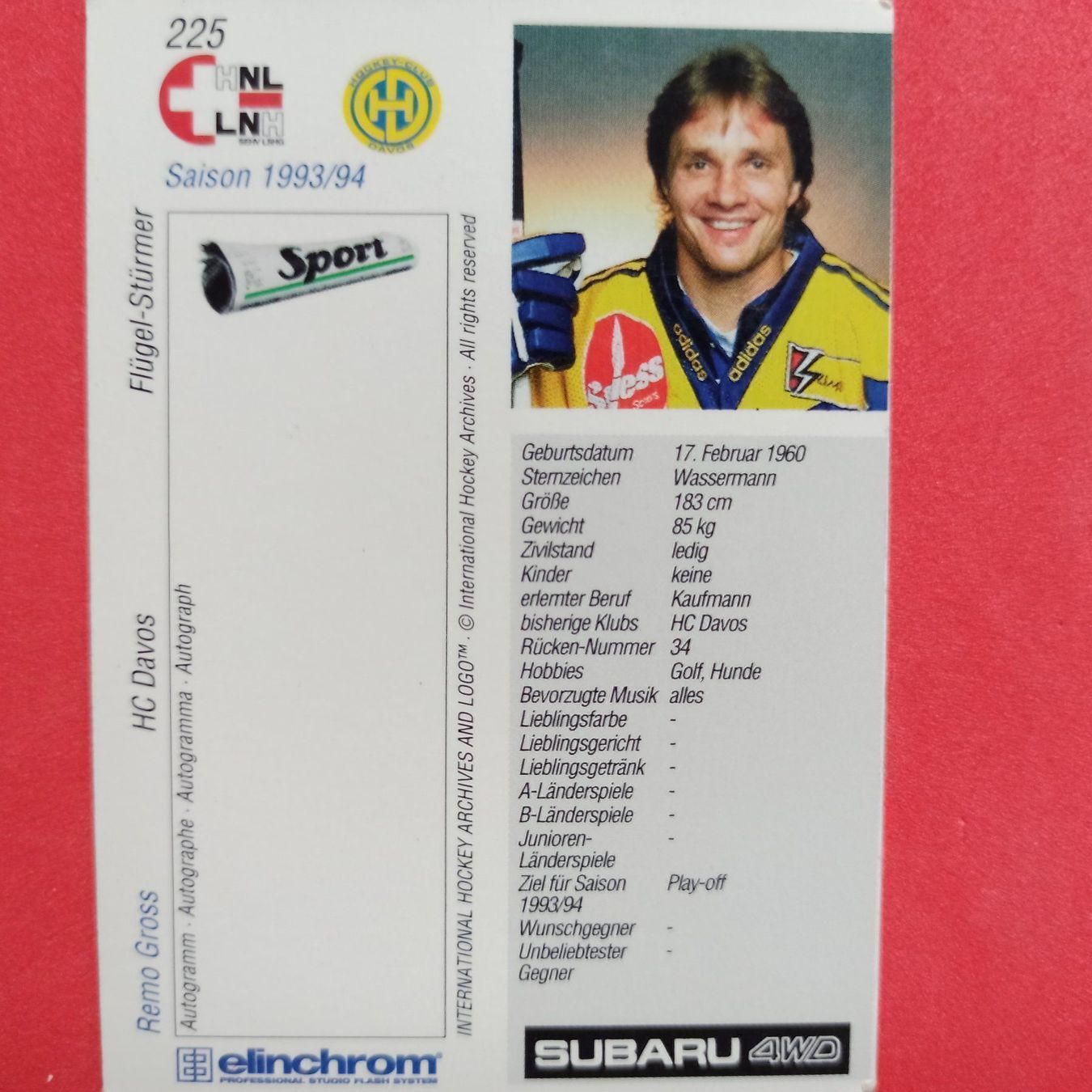 Carte collezionabili: Remo Gross - HCD - 1993/94 – Usato da Dübendorf venduto da kb86_MOVIE 1