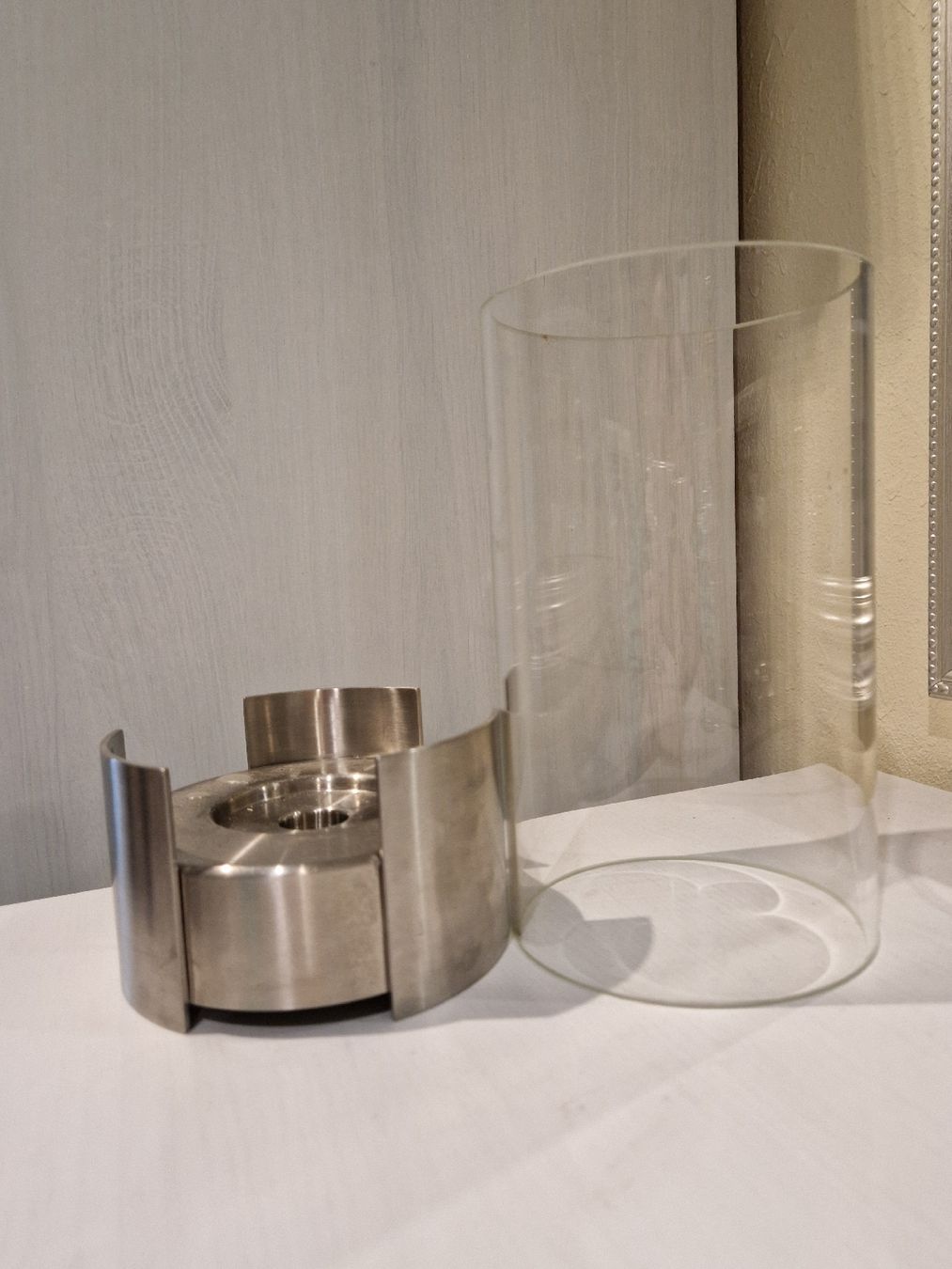 Kerzenständer: Design Windlicht Edelstahl Glas, modern – Neu (gemäss Beschreibung) aus Siselen BE von Kiwi700 1