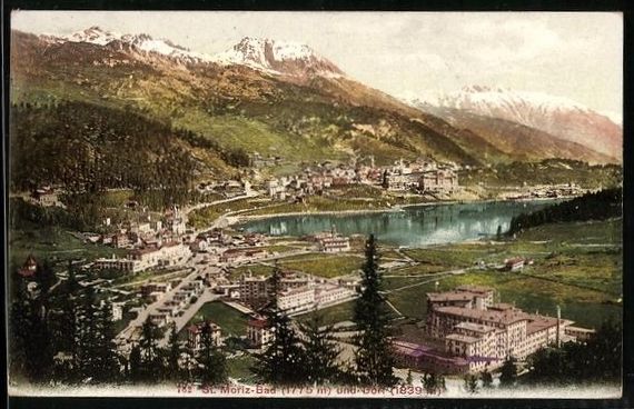 Ansichtskarten: AK St. Moritz-Bad, Panorama mit Dorf – Gebraucht aus Berlin von bartko-reher