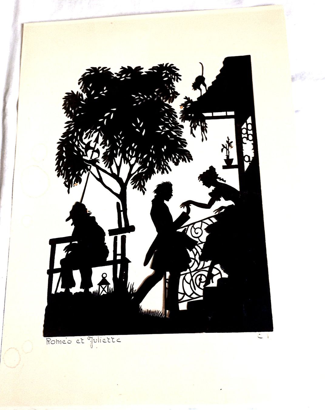 Grafica & Litografie: Scherenschnitt mit Julia und Romeo – Usato da Baar venduto da 2cvbaar
