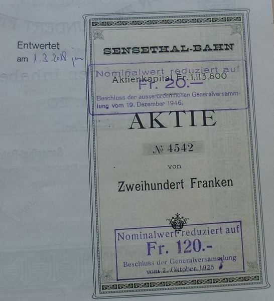 Documents: Aktie 1901 ++ Sensethal-Bahn – D'occasion à Walkringen par Casablanca777 6