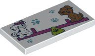 LEGO 87079pb1103 Tile 2x4 with Paw Prints and 2 Dogs