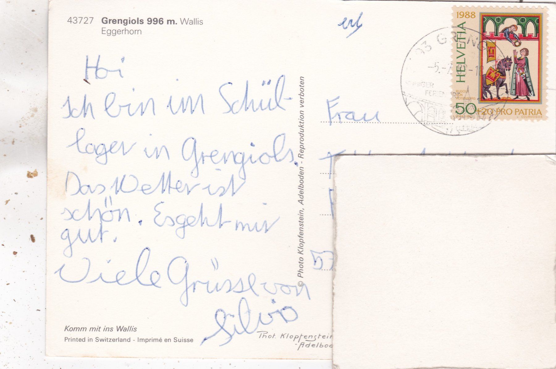 Ansichtskarten: Grengiols 1988 – Gebraucht aus Herisau von Lisegrat2008 1