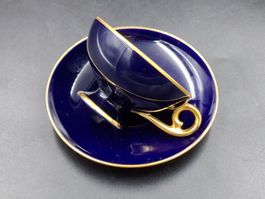 Vintage Graf Henneberg Echt Kobalt Blau & Gold Fuss Teetasse