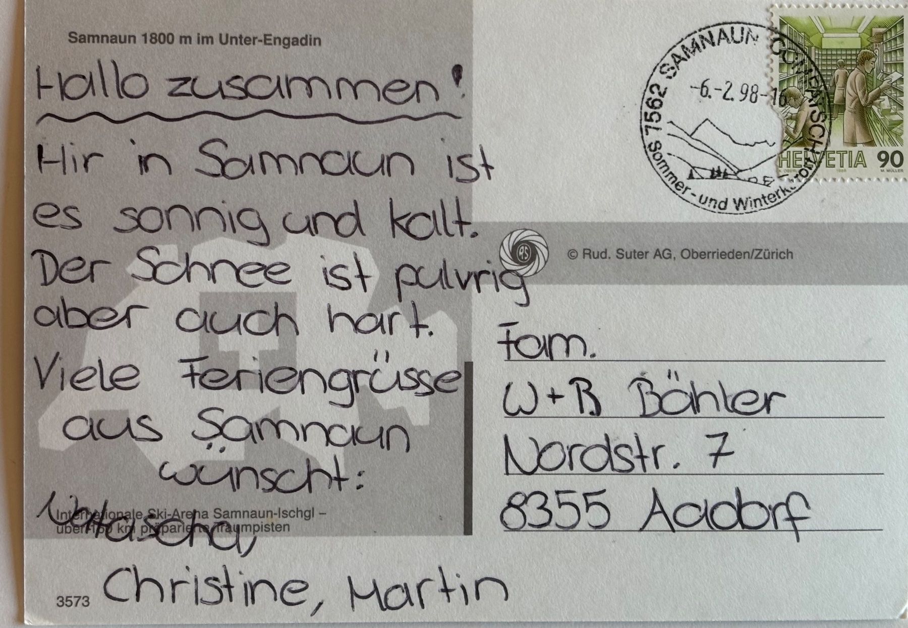 Cartoline postali: Samnaun, Skiparadies, Alp Trida – Usato da Frauenfeld venduto da Merk52 1