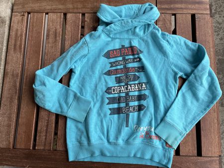WE Sweatshirt türkis witzige Wegweiser Gr. 134/140