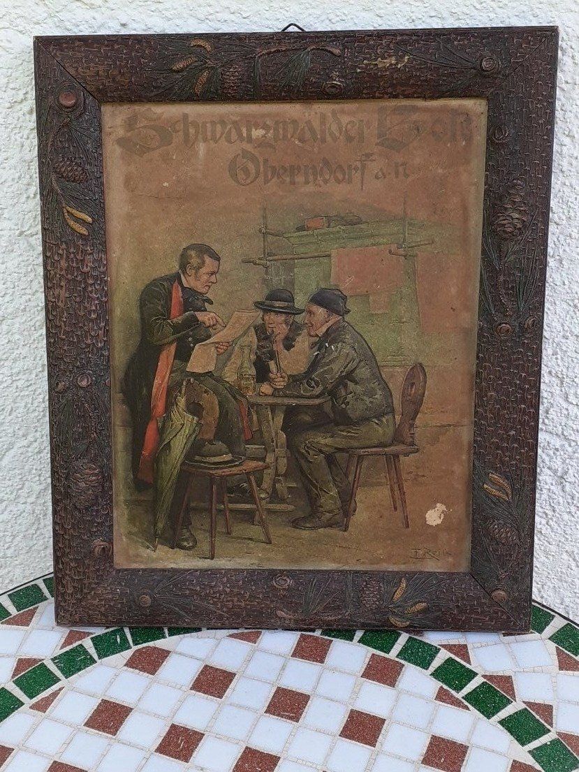 Cornici: Werbung in geschnitztem Holzrahmen – Usato da Mörschwil venduto da antiksalon21 5