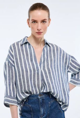 Chemise neuve Monoprix rayée en lin 
