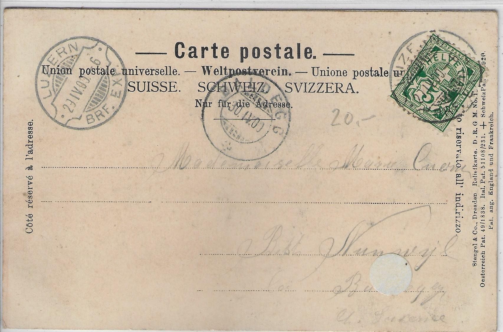 Ansichtskarten: Hotel Rigi-Staffel - Relief-Karte – Gebraucht aus Ettingen von Kartenplanet 1