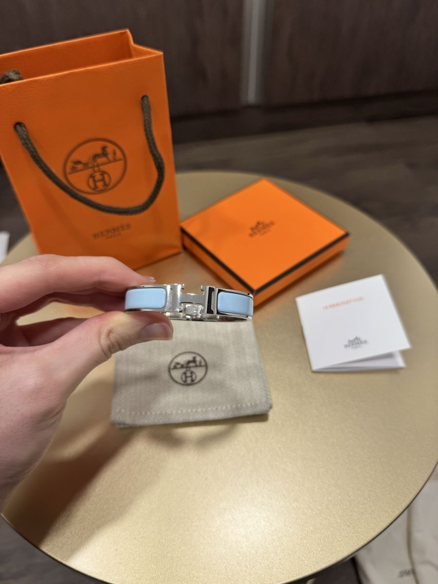 Hermès Bracelets: Hermès Clic H Bracelet - Pale Blue & Silver – Neuf (Voir description) à Thonex par Lux_brands01 1