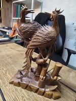 Handgeschnitzte Holzskulptur - Pfauenpaar (DU)