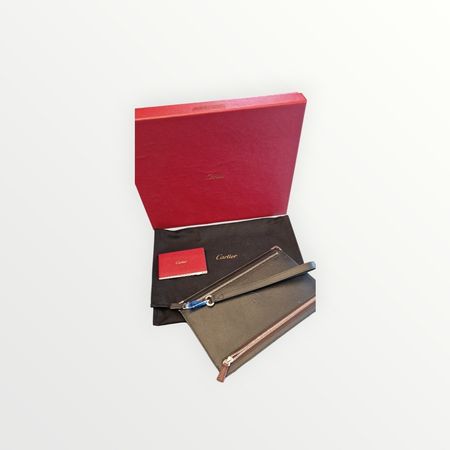 Cartier Leder Etui Clutch Tasche Portemonnaie mit Box!