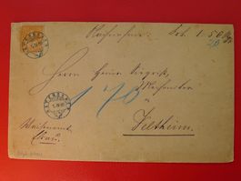 1880, Nr.32 mit blauem Stempel: RÄTERSCHEN (ZH), selten.