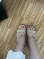 Massimo Dutti Beige Leather Heel Sandals Size 38