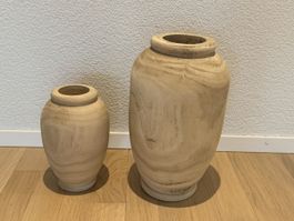 Holzvasen Set (Deko), handmade, naturbelassen von Depot