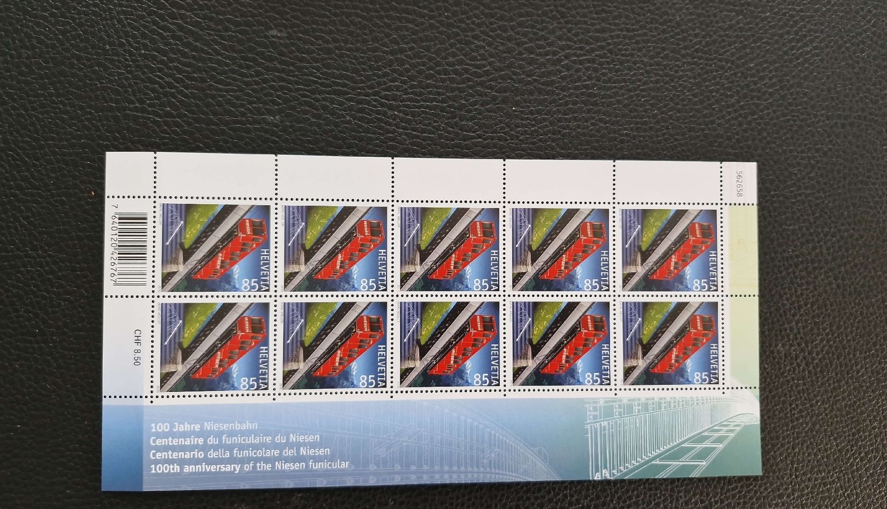 Alle Briefmarken: Niesenbahn 100 Jahre Jubiläum Briefmarkenbogen Postfrisch – Neu (gemäss Beschreibung) aus Frauenfeld von Kasico