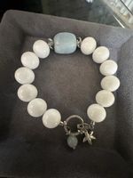 Armband mit weissen Achat und Aquamarin 
